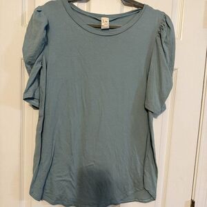 7th Ray Mint Green Blouse – Size L, Puffy Sleeve Lightweight Top